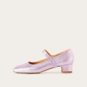 Dora Low Heels, metallic pink